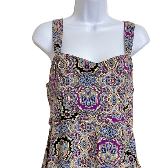Free People Paisley In Tiers Boho Mini Dress XS Multicolor Festival Coachella - Picture 3 of 9